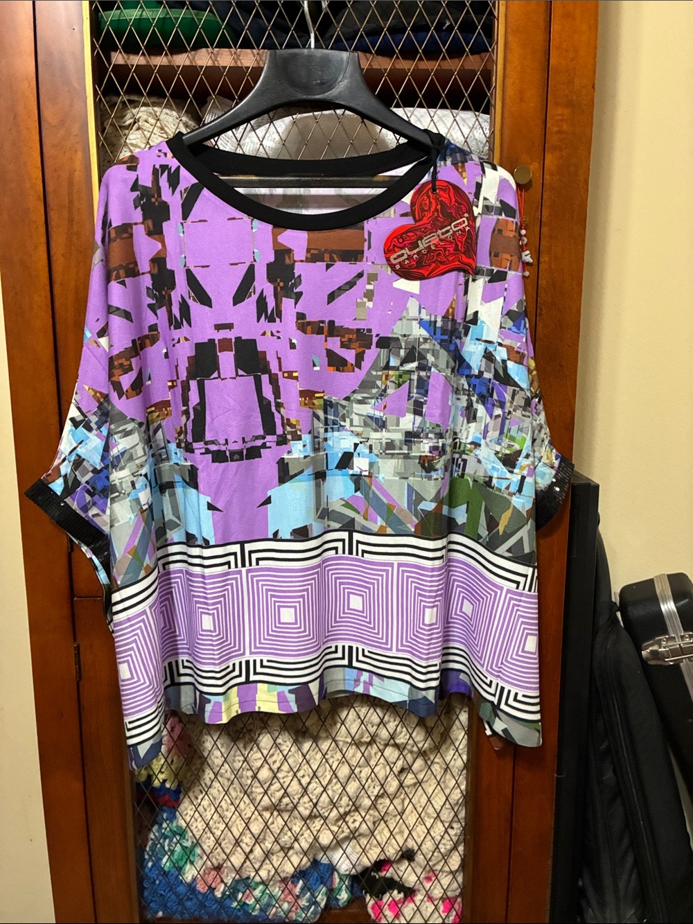 Custo Barcelona Purple Geometric & Abstract Print Tunic
